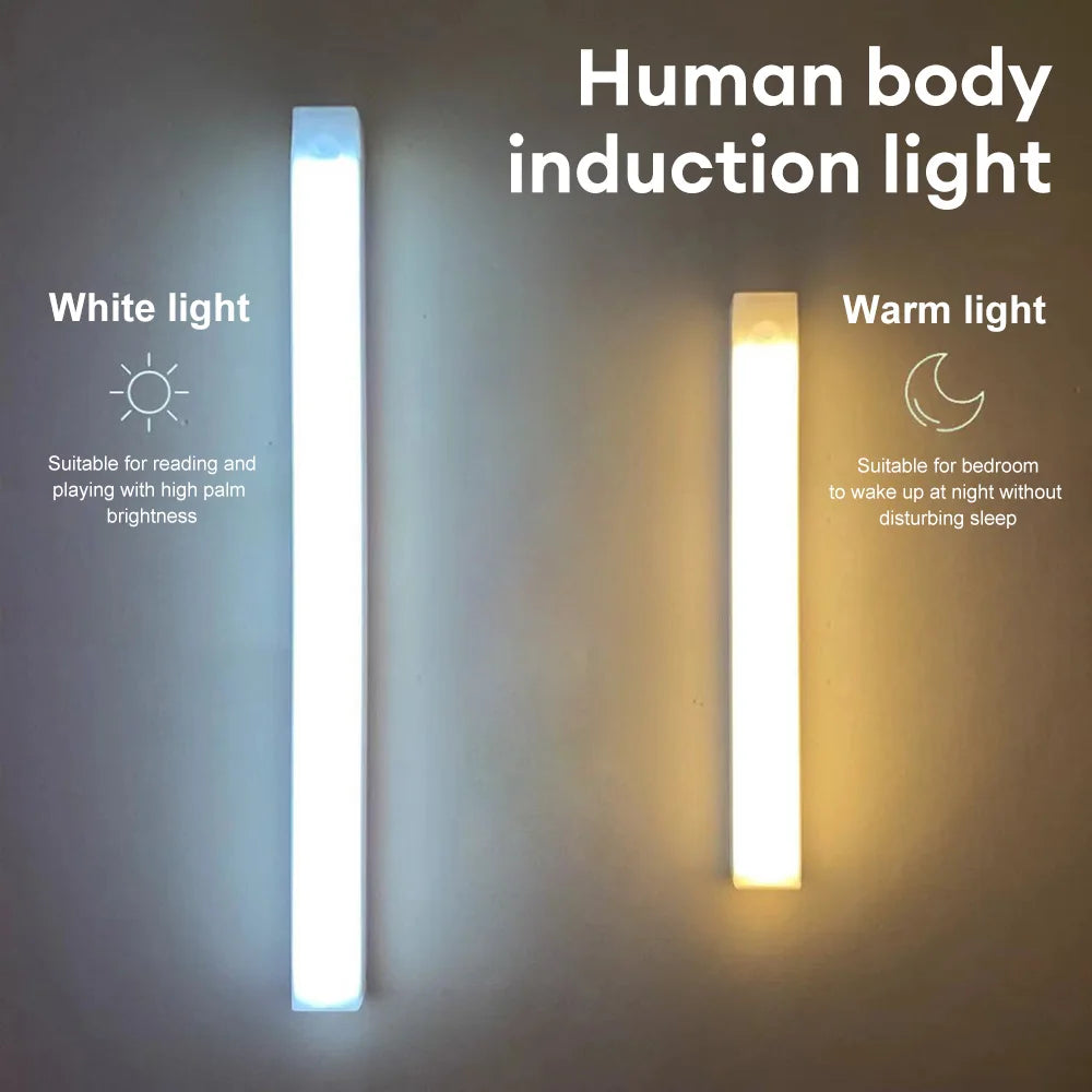 LED Motion Sensor Light Wireless LED Night Light Type C Rechargeable Light Cabinet Wardrobe Lamp Staircase Backlight For Kitchen